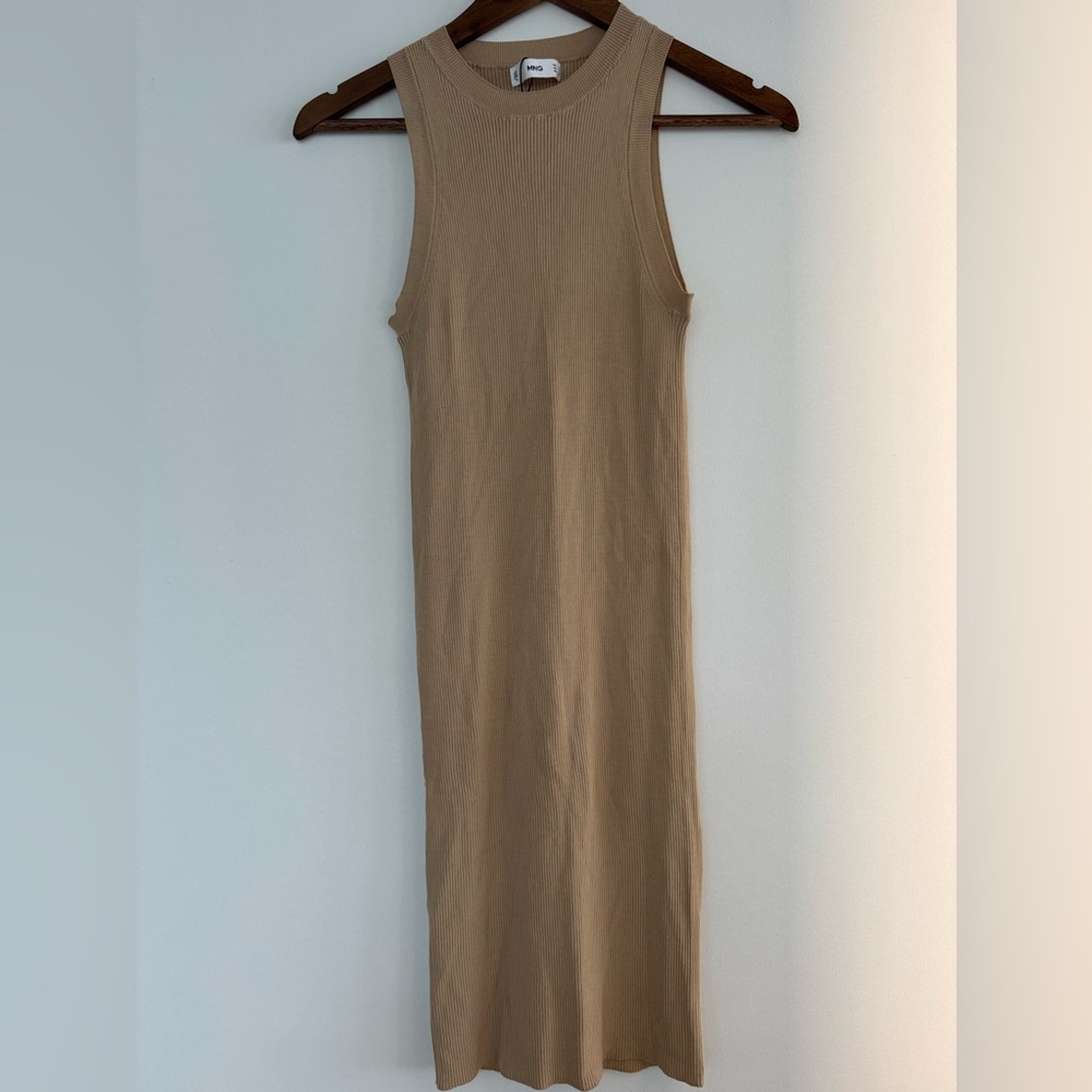 Mango Beige Ribbed Knit Top